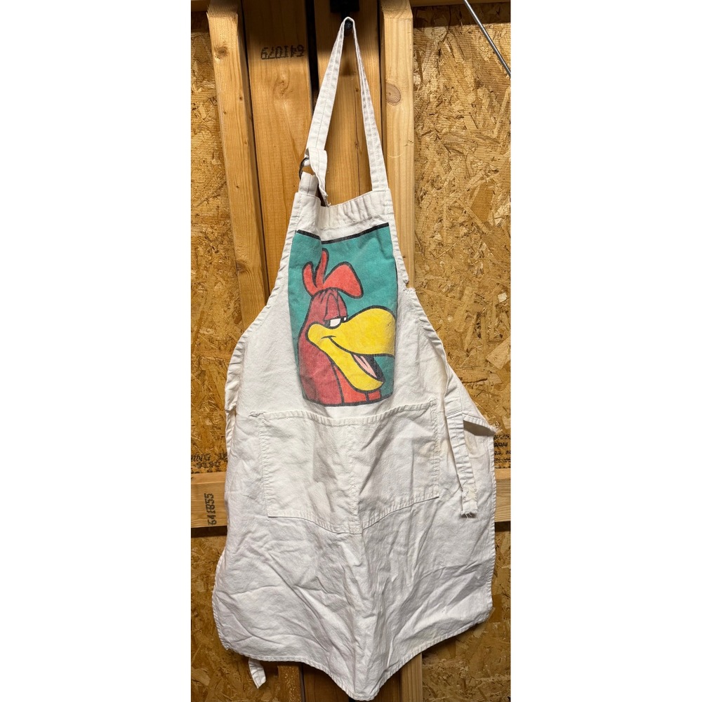 Vintage 1991 Foghorn Leghorn Warner Bros Acme Clothing White Canvas Apron USA